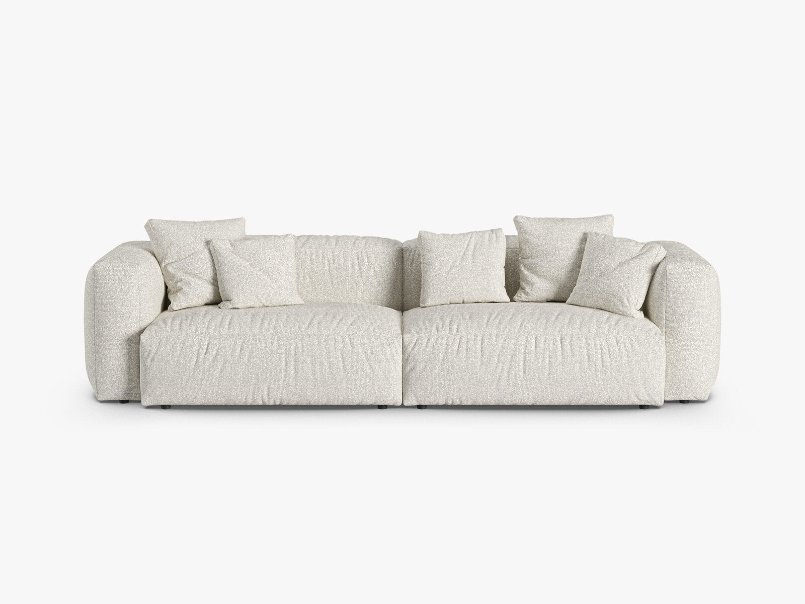 Micadoni Sofa Martina 4-Sitzer 90cm Sitztiefe Boucle Monet Grau Beige Melange