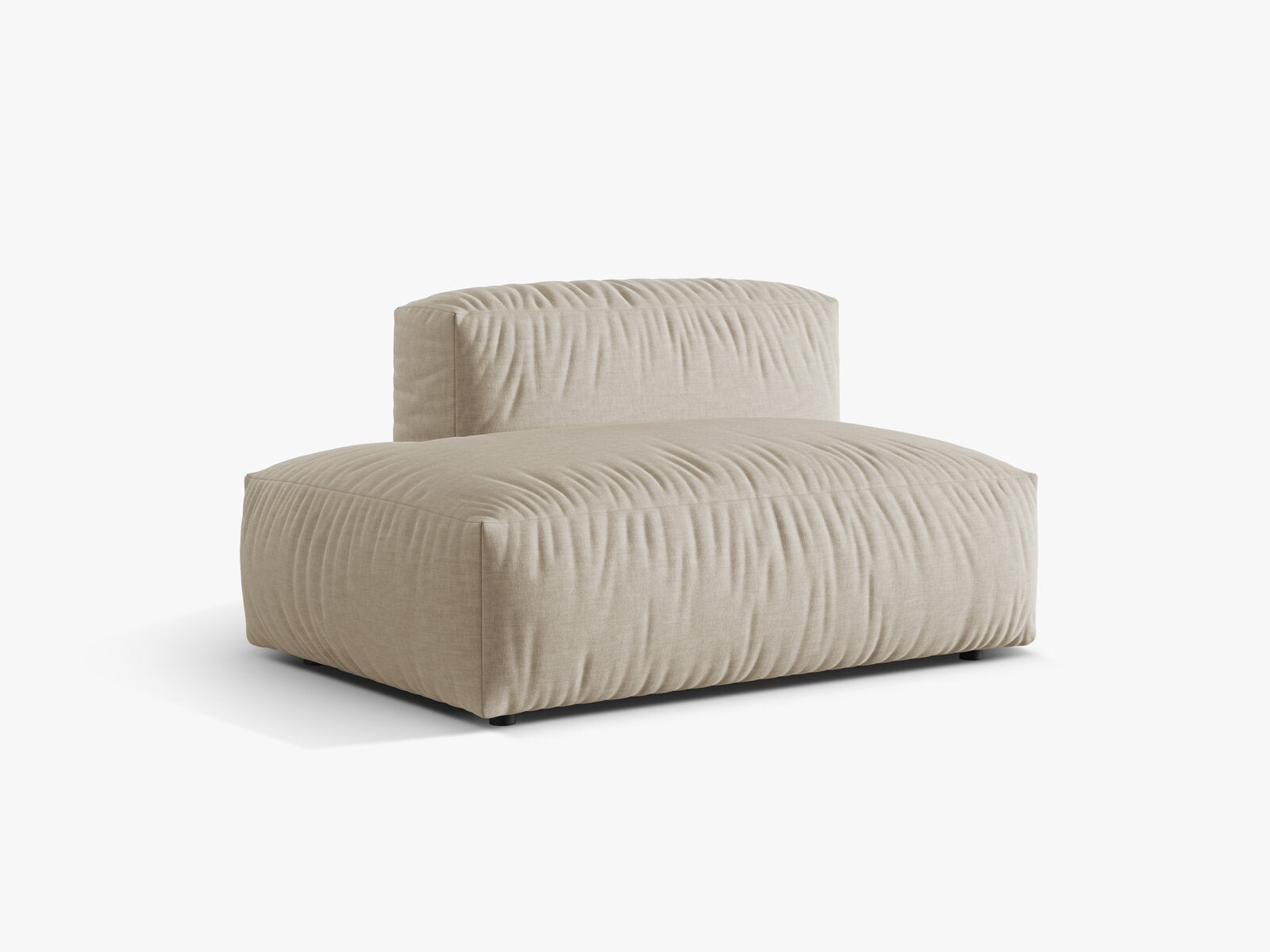 Micadoni Ecksofa-Modul Martina 1-Sitzer Links Strukturierter Stoff Helles Beige
