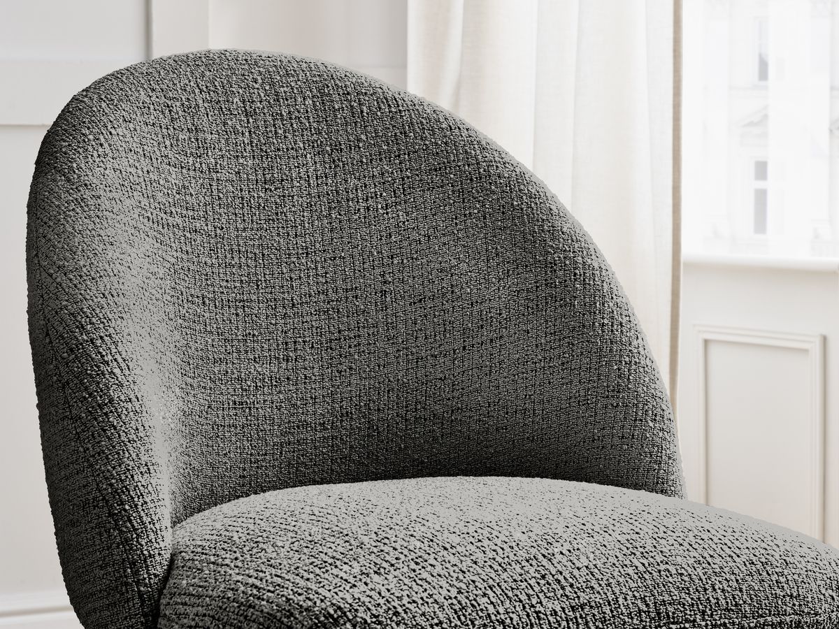 Bobochic Lalie Esszimmerstuhl 2er-Set mit skandinavischen Beinen, schwarz Melange-Stoff Dunkelgrau