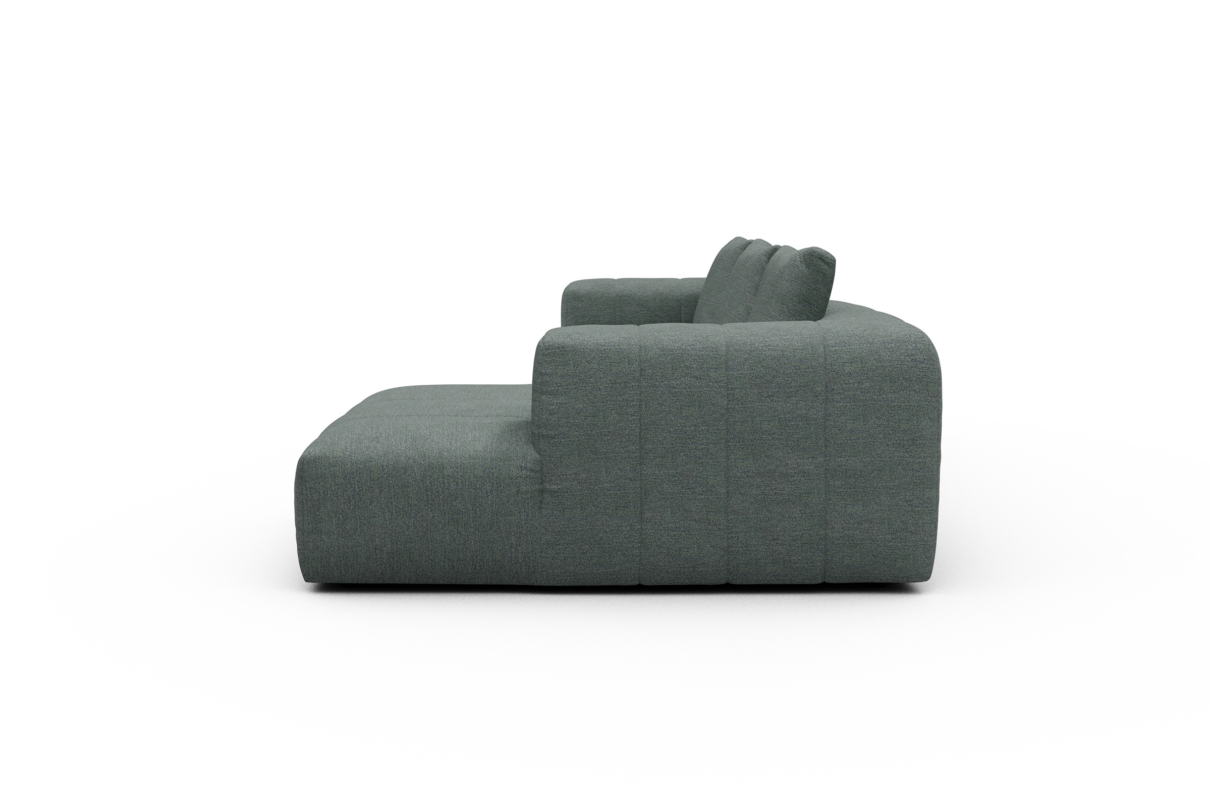 Ecksofa Hugo 2,5-Sitzer Armlehne links mit Chaiselongue Carreno-Ice-Blue