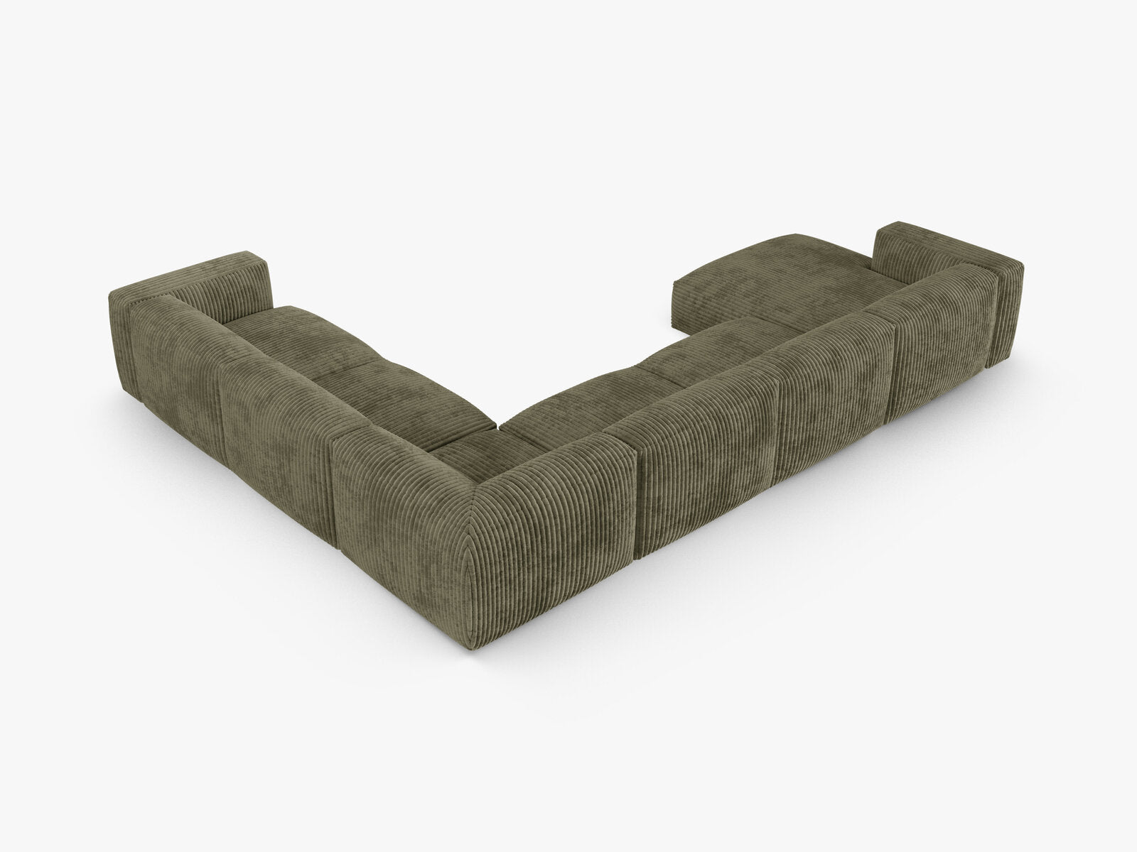 Micadoni modulares Ecksofa XL Martina 6-Sitzer 90cm Sitztiefe Rechts Kord Tilia Moßgrün