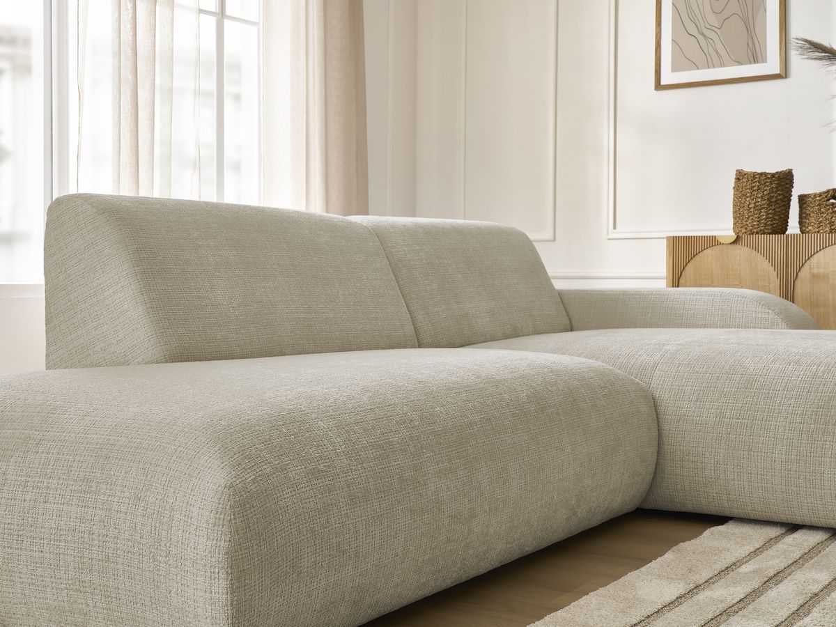 Bobochic Sirius Ecksofa 300 × 170 cm Strukturstoff Beige Ecke rechts