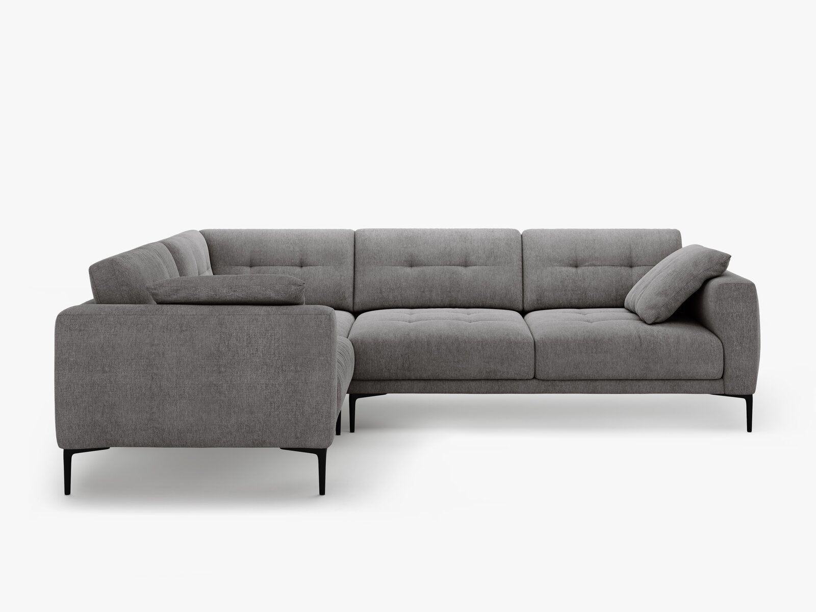 Micadoni Ecksofa Bemy 4-Sitzer Links Strukturierter Stoff Grau