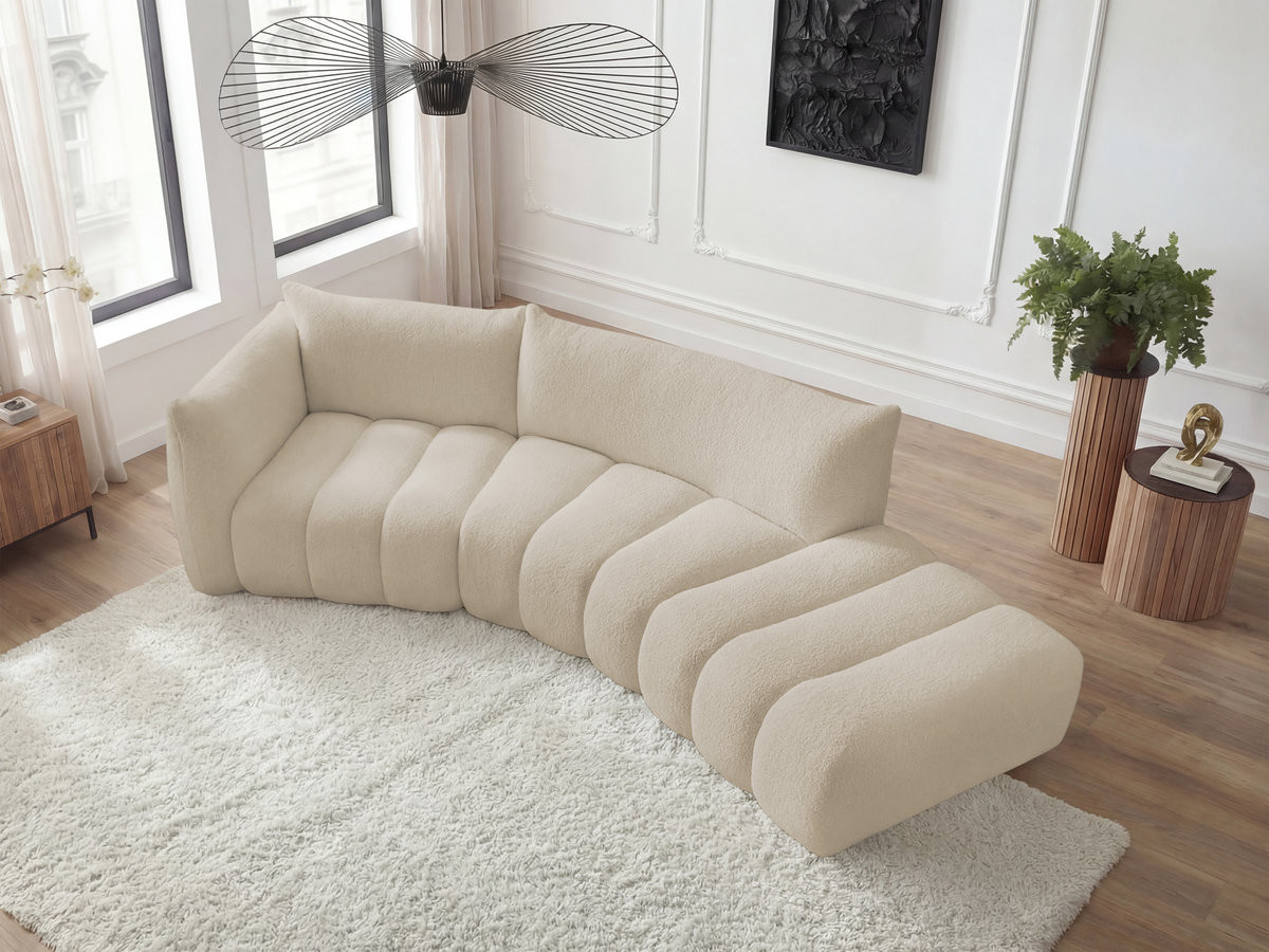 Bobochic Azra Ecksofa 325 × 112 cm Bouclé-Stoff Beige Ecke links