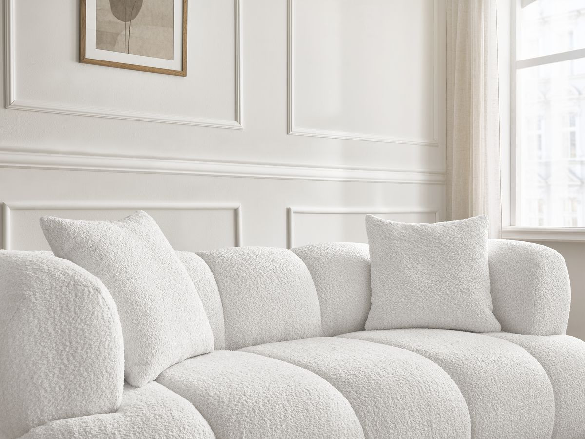 Bobochic Pamira Sofa 2-Sitzer Bouclé-Stoff Weiß