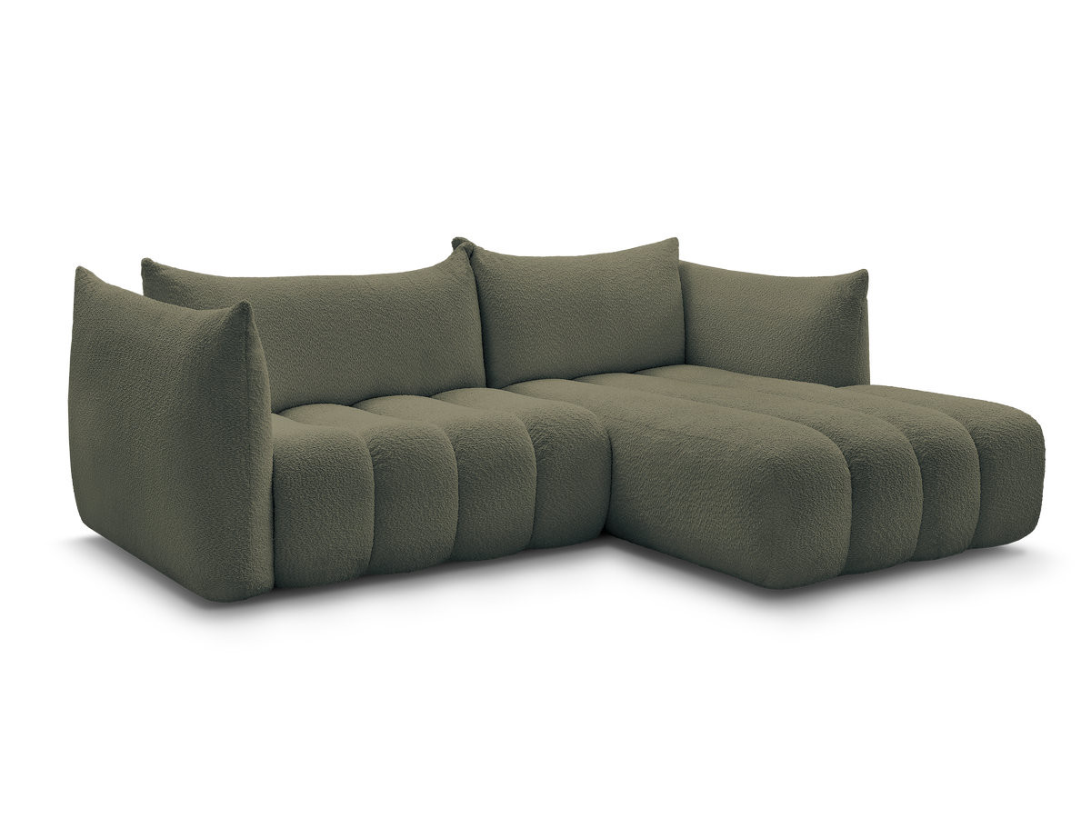 Bobochic Azra Ecksofa 262 × 178 cm Bouclé-Stoff Grün Ecke rechts