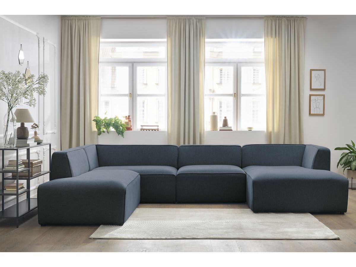 Bobochic Megeve Wohnlandschaft Melange-Stoff Dunkelblau Ecke rechts