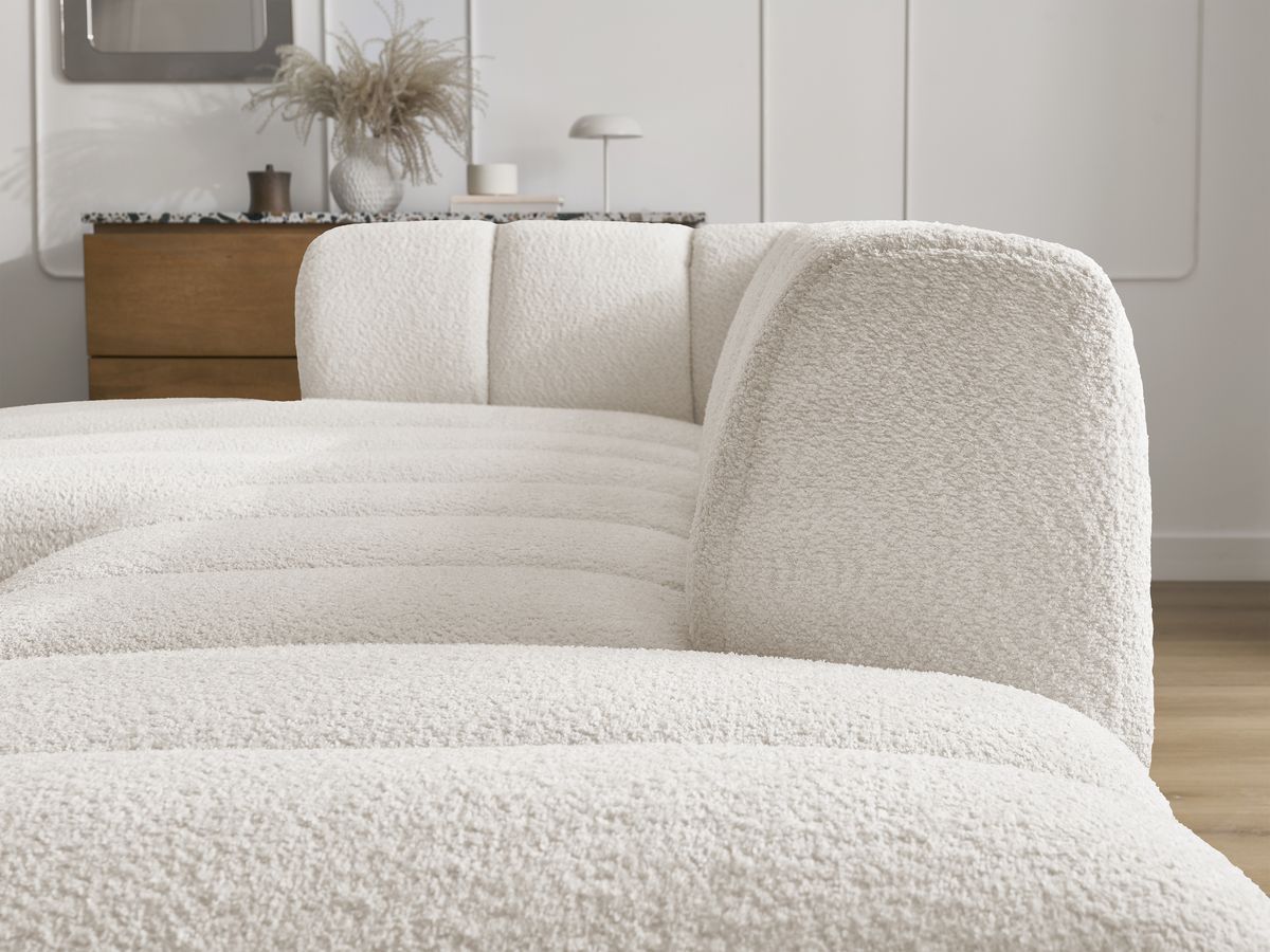 Bobochic Annecy Ecksofa Bouclé-Stoff Weiß Ecke links