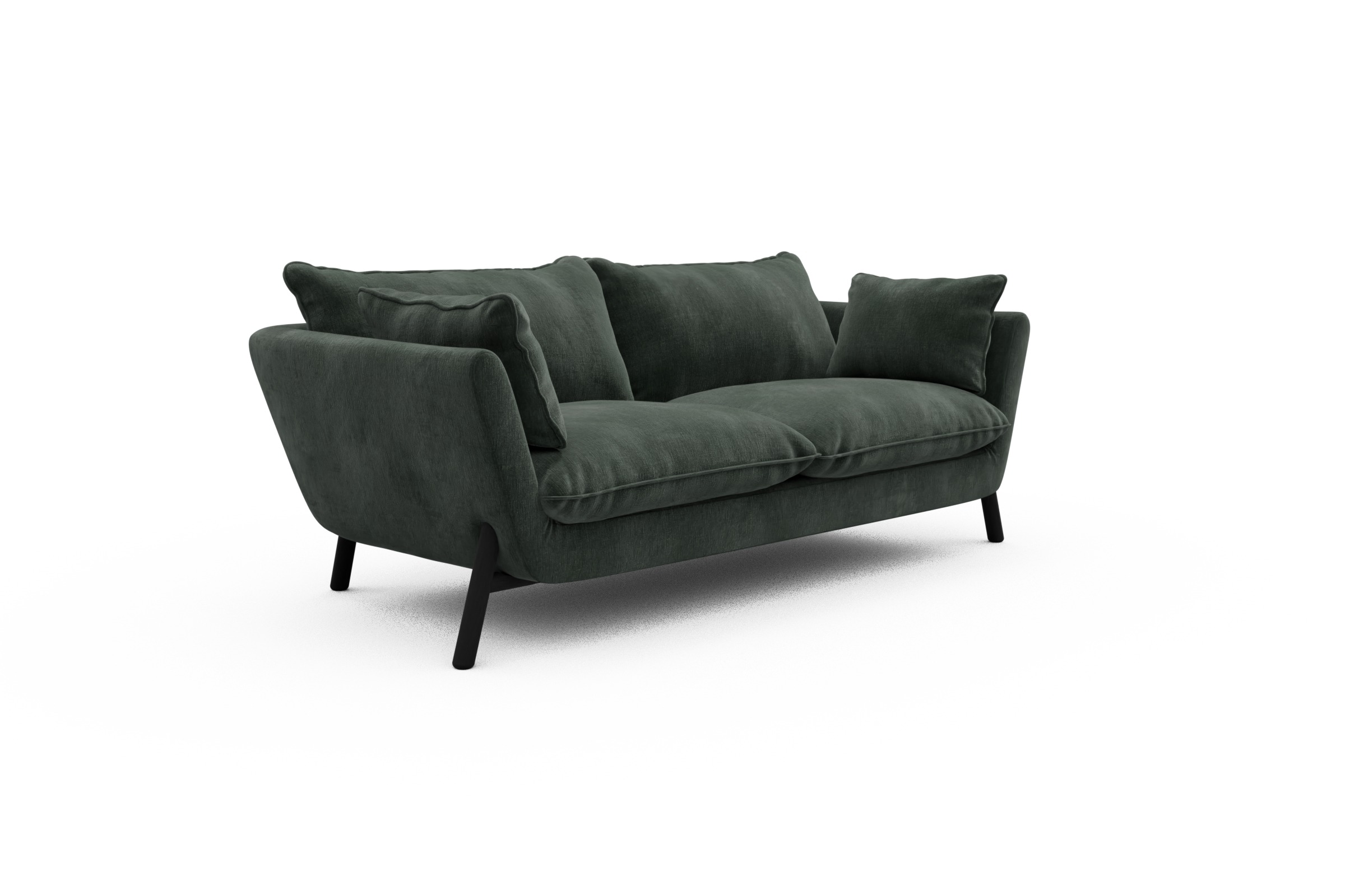 Sofa Emil PREMIUM 2-Sitzer Beinfarbe Eiche Schwarz Smooth-Laurel-Green