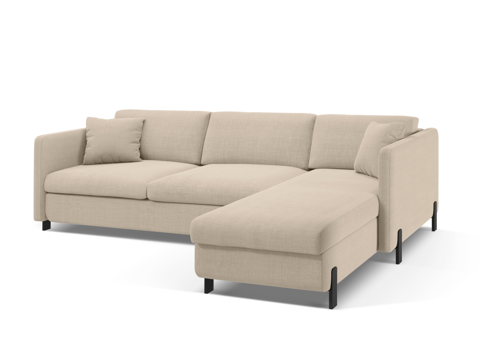 Micadoni Schlaf-Ecksofa Gloria 4-Sitzer Rechts Strukturierter Stoff Beige 205x140