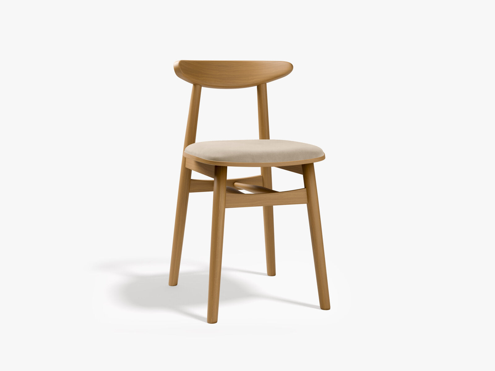 Micadoni Bony Samtiger Stuhl 42 cm (H 80 cm) [2CH_BONY] Samt Venus Beige Amerikanischer Nussbaum