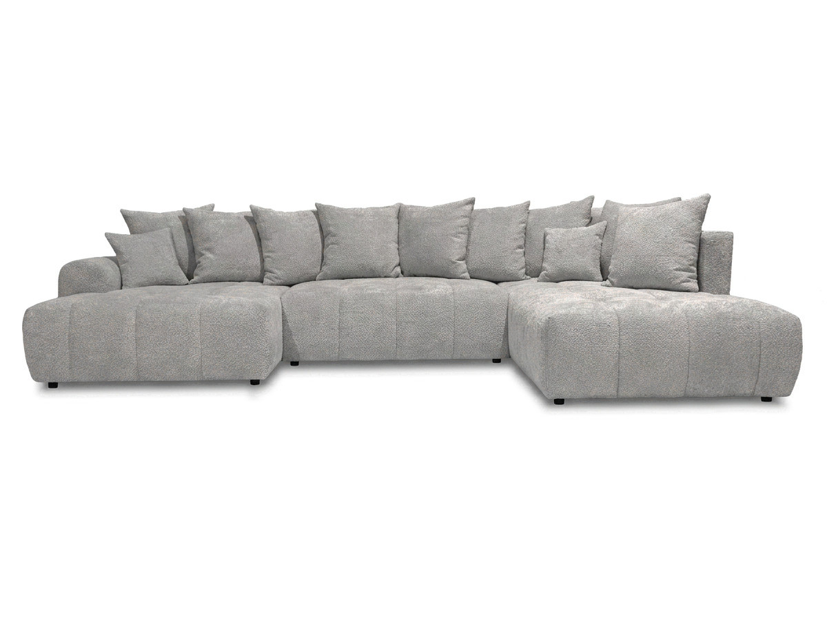 Bobochic Roxelane Wohnlandschaft Bouclé-Stoff Hellgrau Ecke rechts