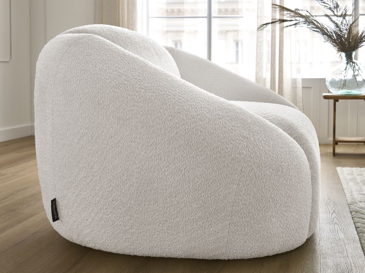 Bobochic Tina Sessel Bouclé-Stoff Weiß