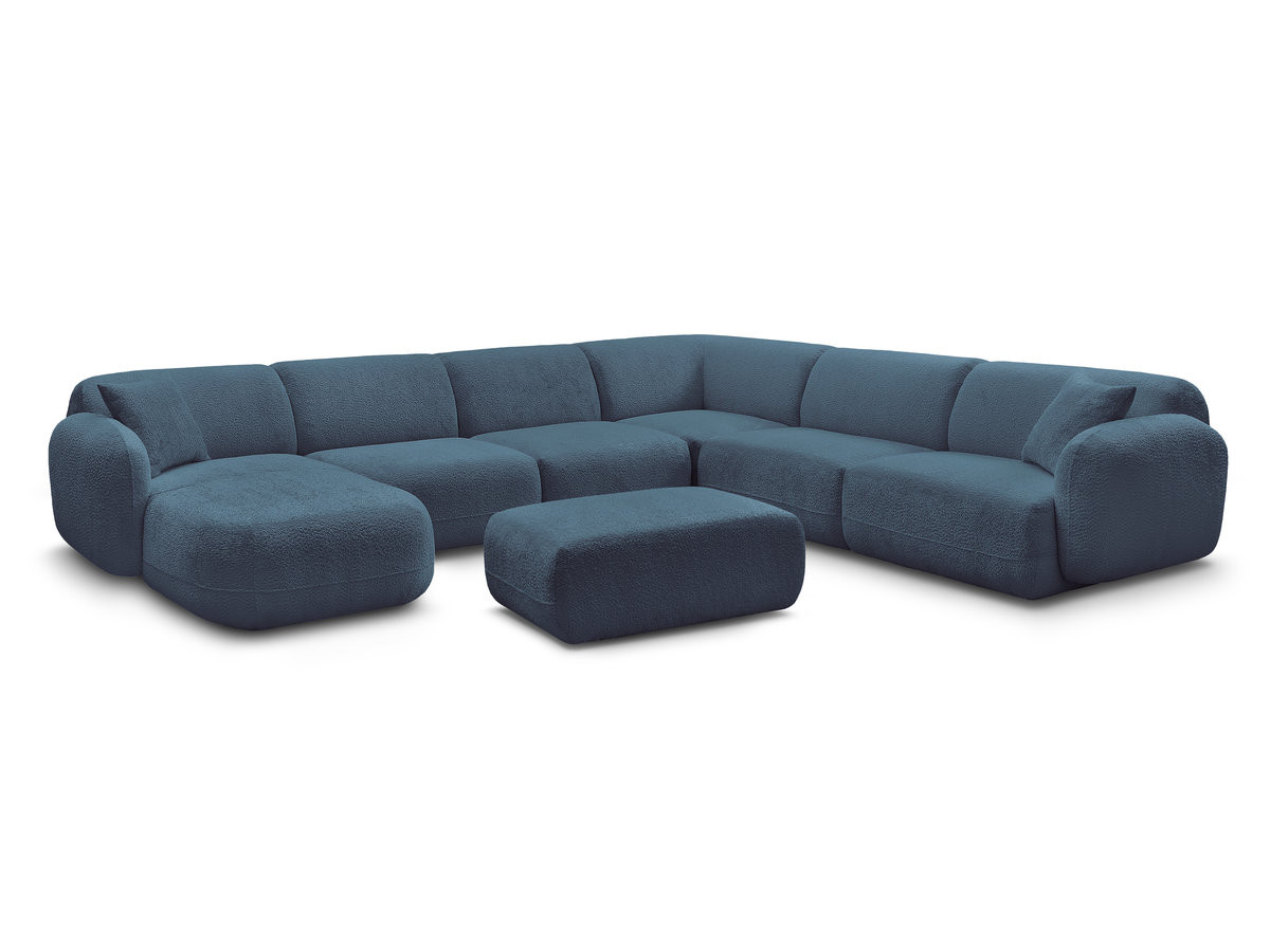 Bobochic Anda Wohnlandschaft mit Pouf 373 × 289 cm Chenille Hellblau Ecke rechts