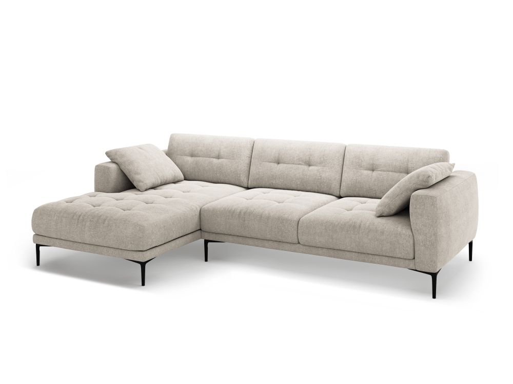 Cosmopolitan Design Ecksofa Lazio 3-Sitzer Strukturierter Stoff Sorella Beige Links