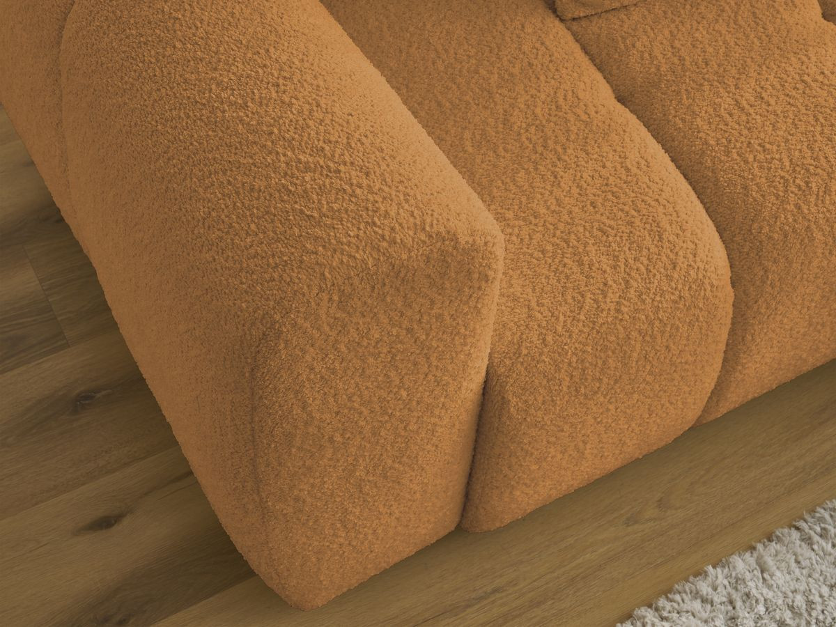 Bobochic Roxelane Ecksofa mit Schlaffunktion und Bettkasten und Pouf 258 × 150 cm Bouclé-Stoff Gelb Ecke rechts