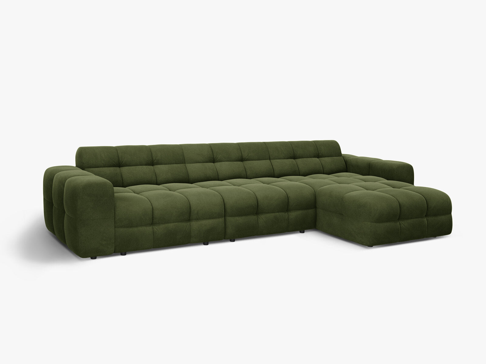 Micadoni Ecksofa Kendal 5-Sitzer Rechts Samt Armeegrün