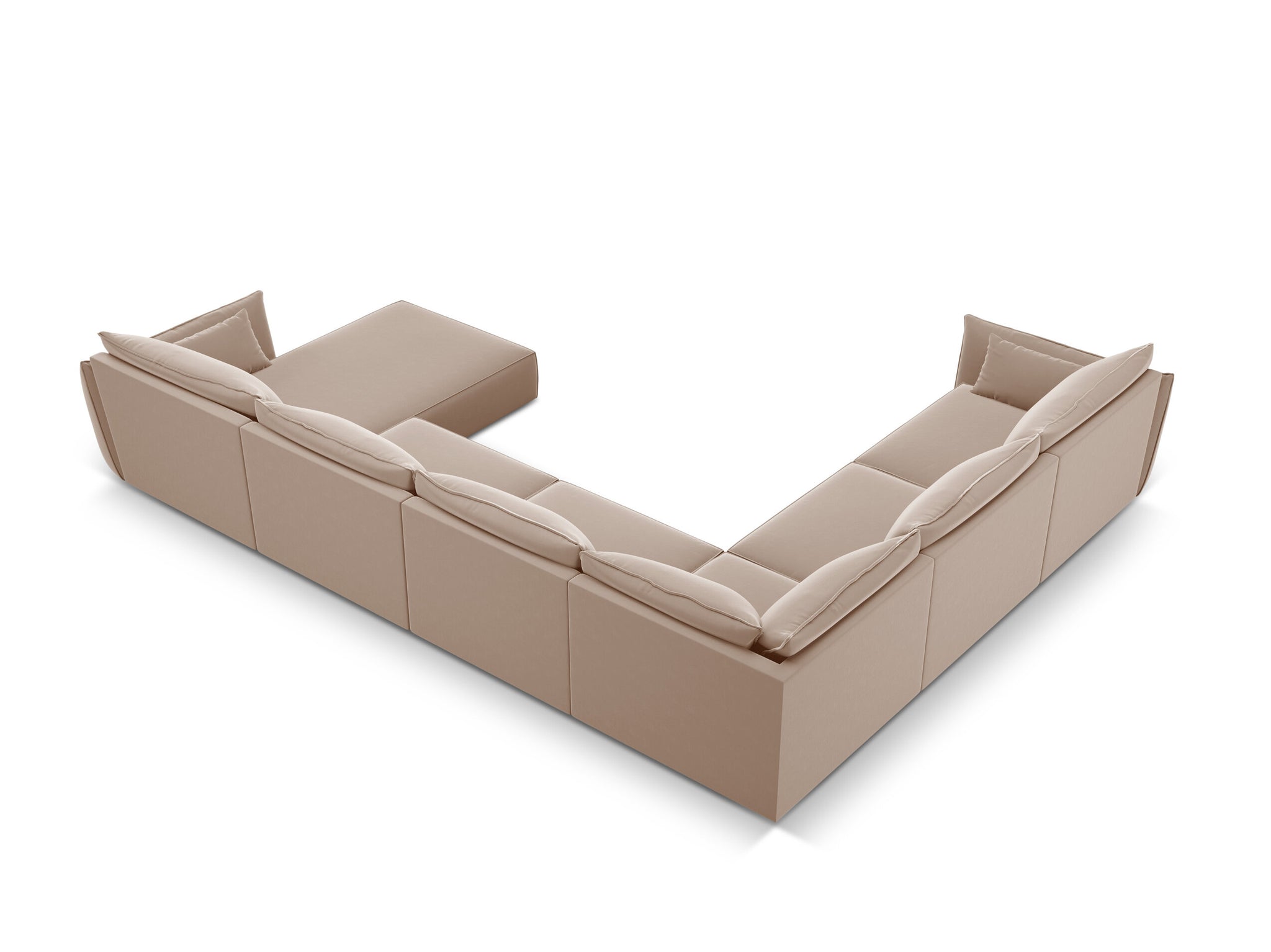 Micadoni Panorama-Ecksofa Kaelle 8-Sitzer Links Samt Beige