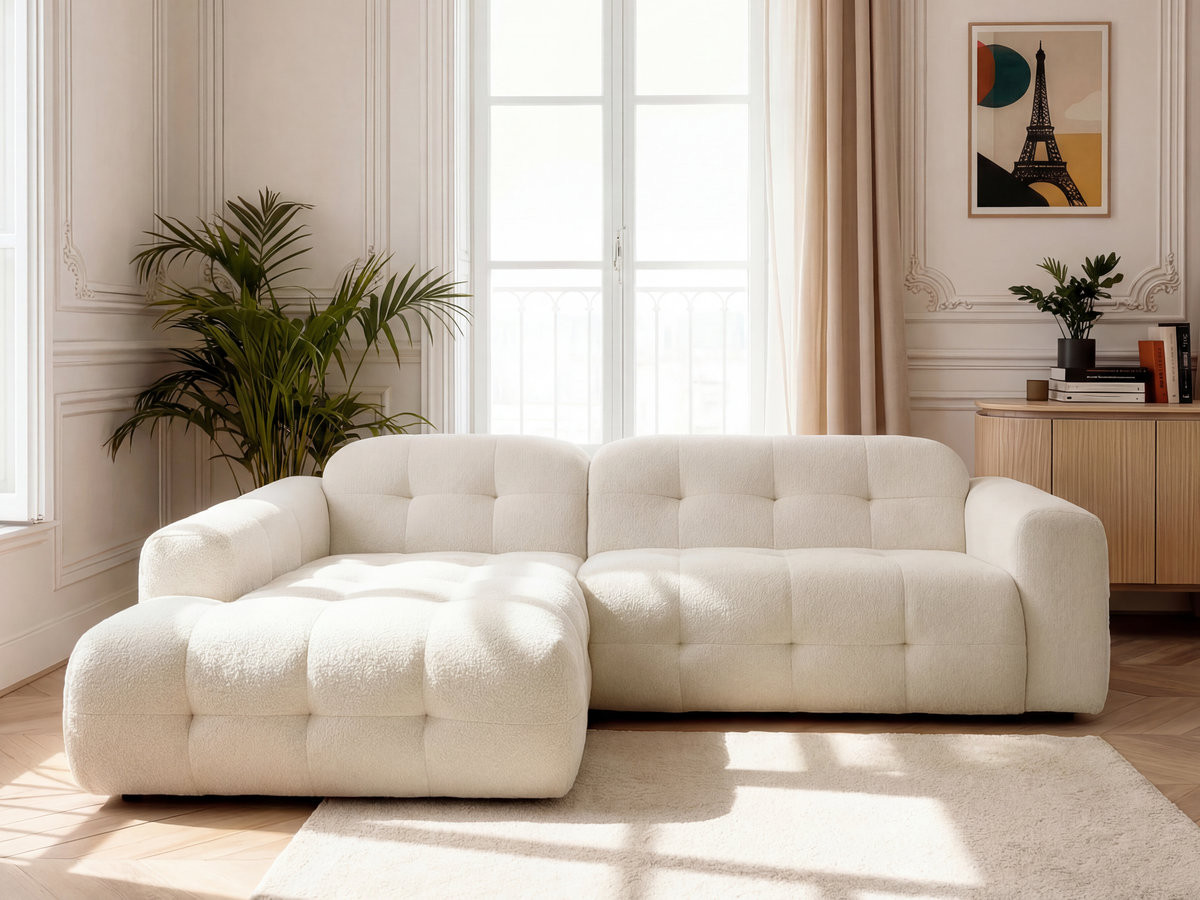 Bobochic Laura Ecksofa Melange-Stoff Beige Ecke links