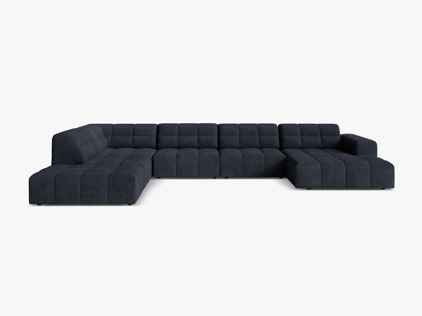 Micadoni Panorama Ecksofa Jennifer 7-Sitzer Links Chenille Eden Marineblau
