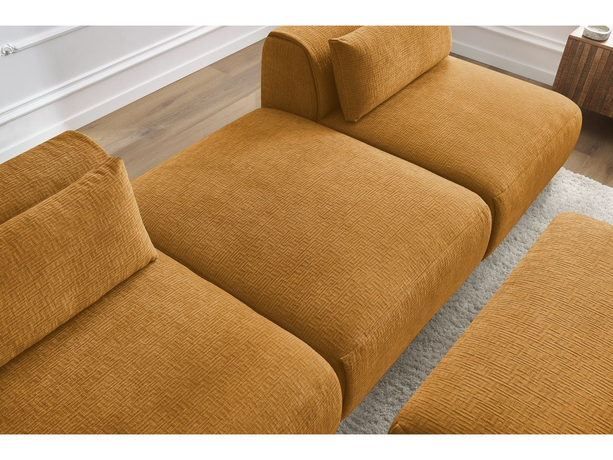 Bobochic Jeanne Sofa 4-Sitzer mit Pouf Strukturstoff Gelb