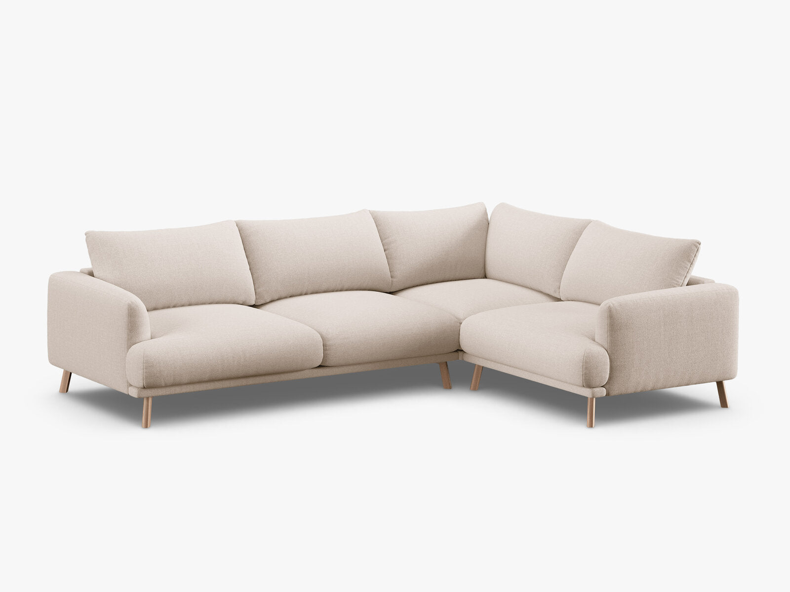 Micadoni Ecksofa Naomi 4-Sitzer große Version Rechts Strukturierter Stoff Liberty Beige
