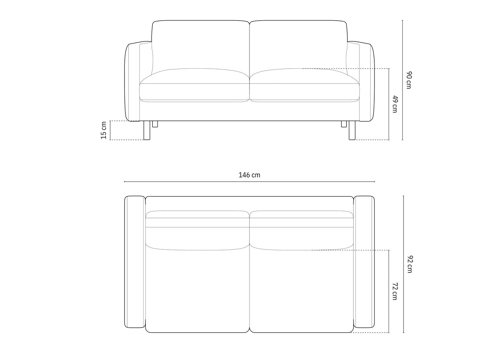 Micadoni Sofa Eden 2-Sitzer Strukturierter Stoff Moßgrün Melange