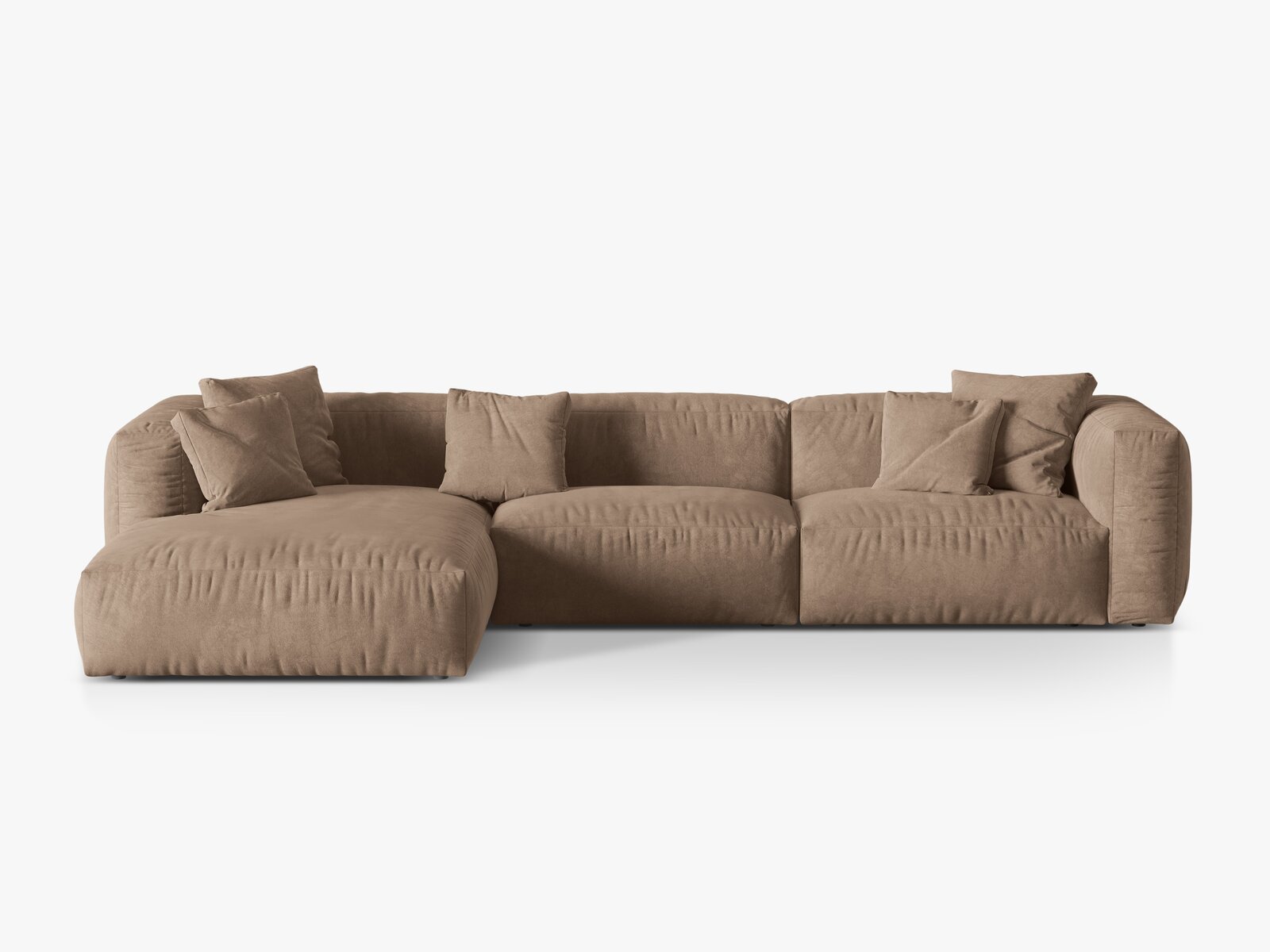 Micadoni Ecksofa Martina 3-Sitzer Links Samt Vogue Dunkelbeige
