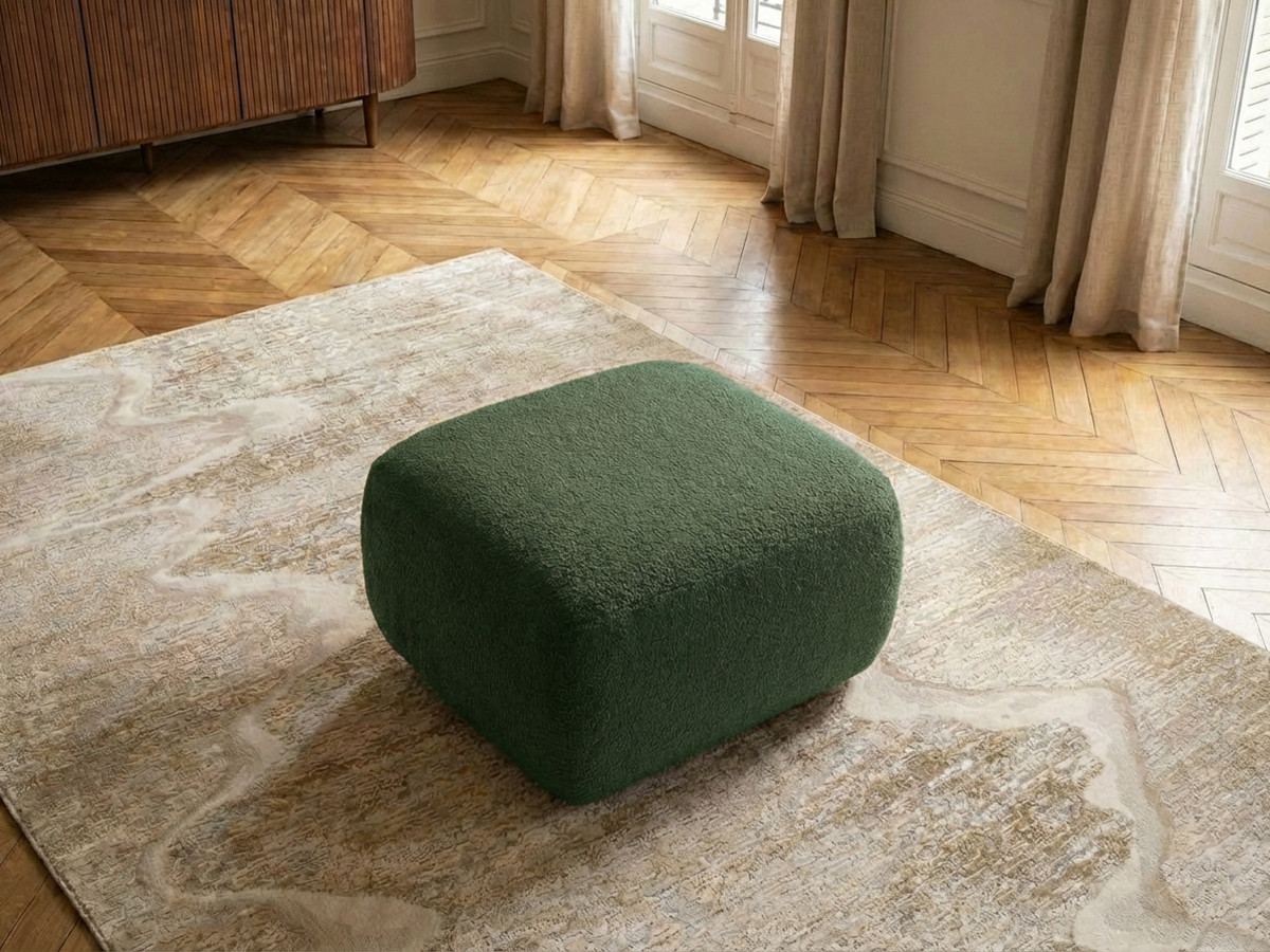 Bobochic Montaigne Pouf Bouclé-Stoff Grün