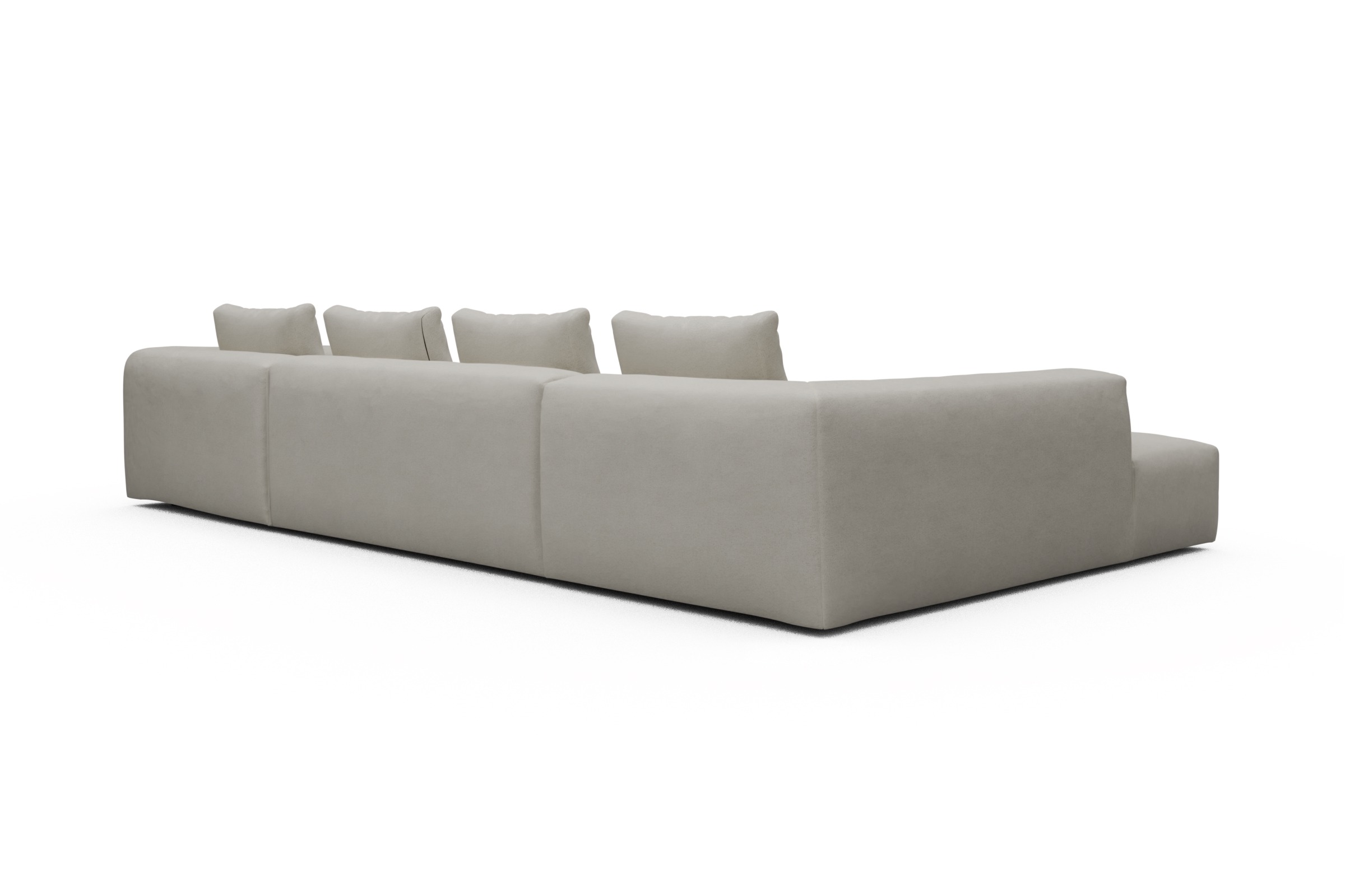 Wohnlandschaft Fred Relax-Ecke links mit 2-Sitzer und Chaiselongue rechts Strukturierter Stoff Denari 487-Clean-Beige
