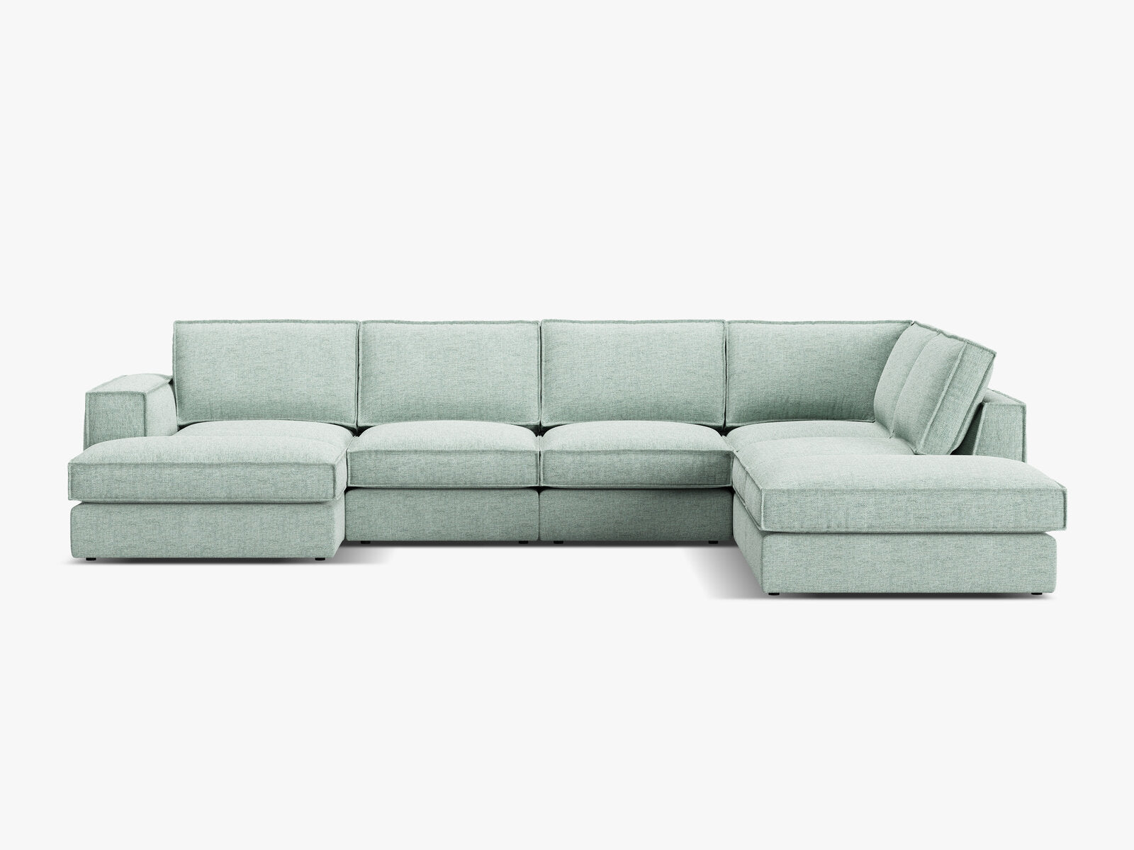Micadoni modulares Panorama Ecksofa Pola 5-Sitzer Rechts Strukturierter Stoff Babel Minze