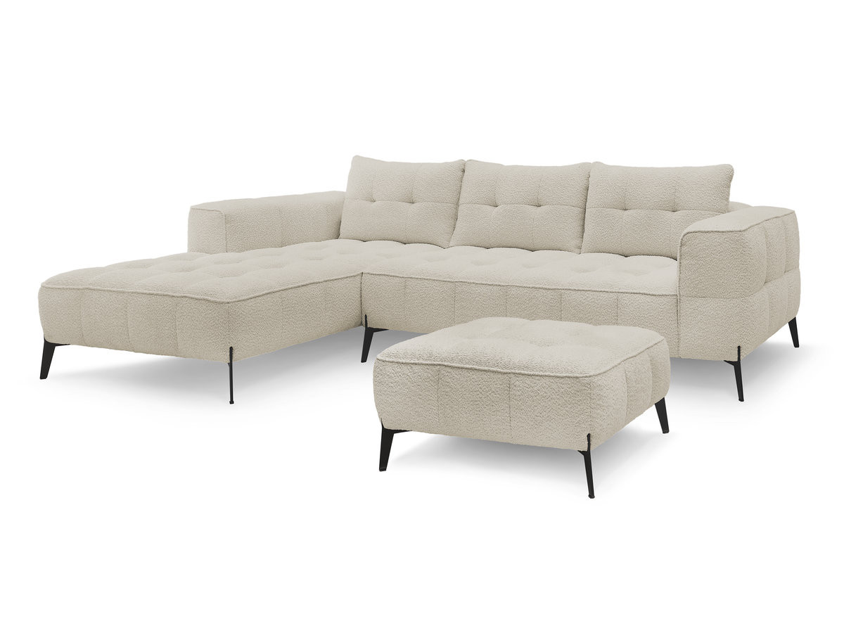 Bobochic Anis Ecksofa mit Pouf Bouclé-Stoff Beige Ecke links