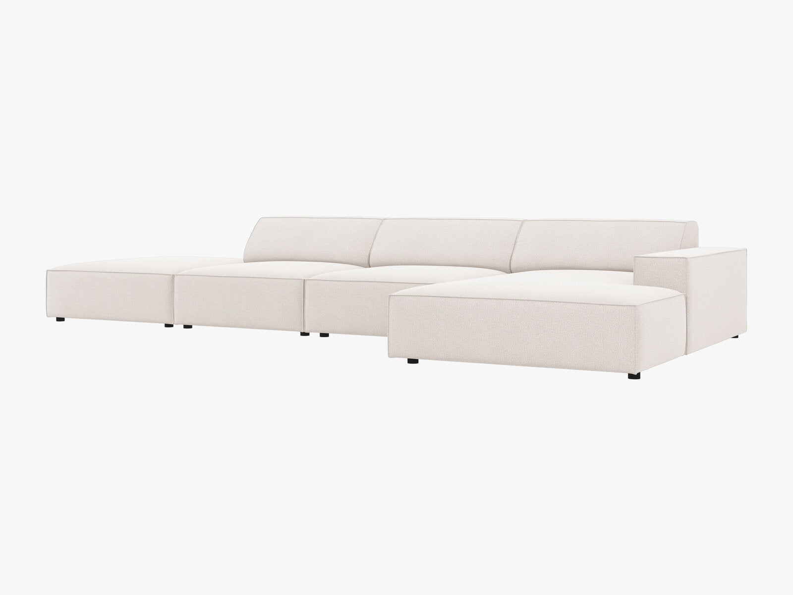 Micadoni Ecksofa Jodie 5-Sitzer Rechts Strukturierter Stoff Megan Helles Beige