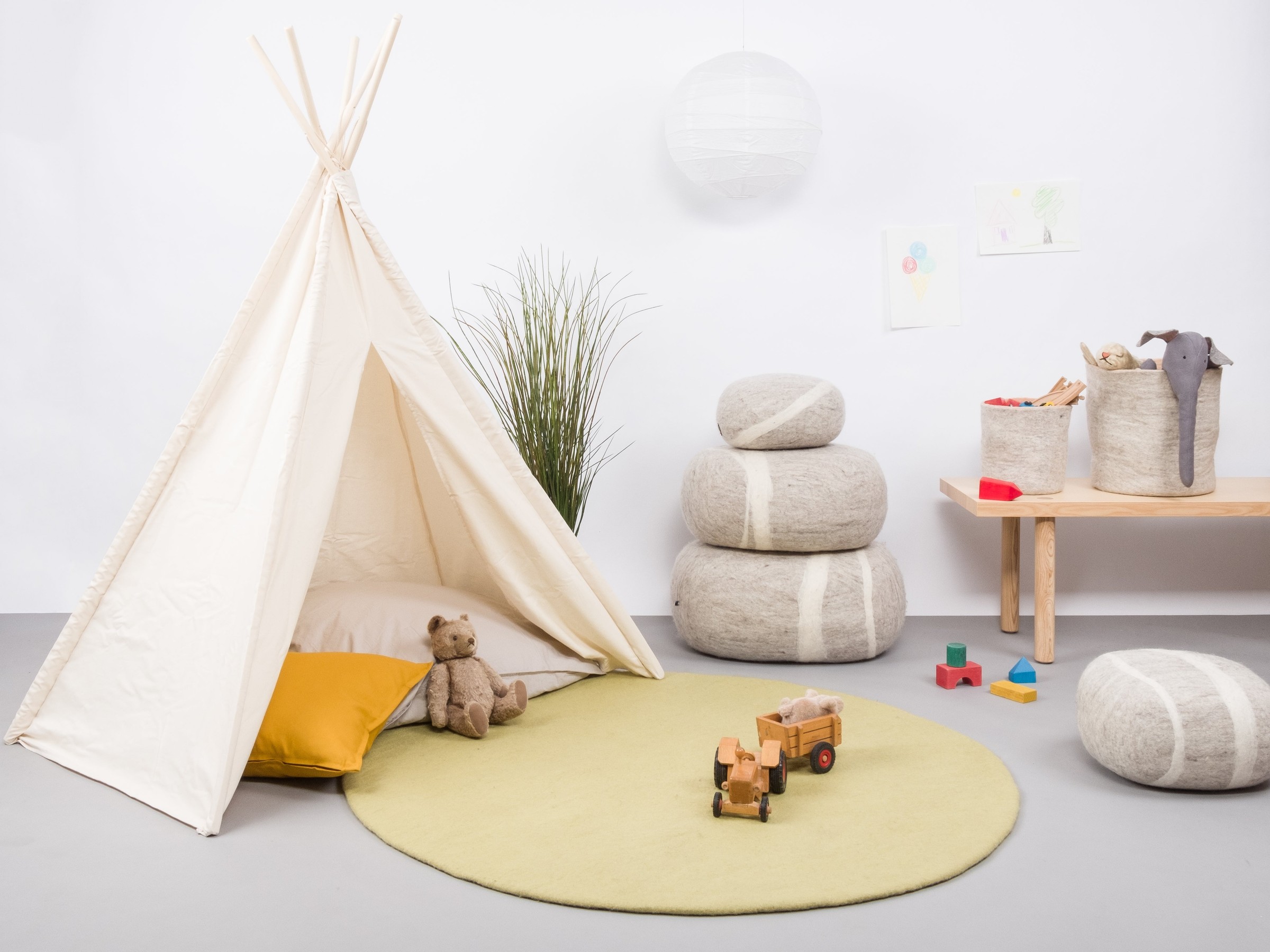 myfelt Pitt Filzteppich Hellgrün rund Ø 50 cm