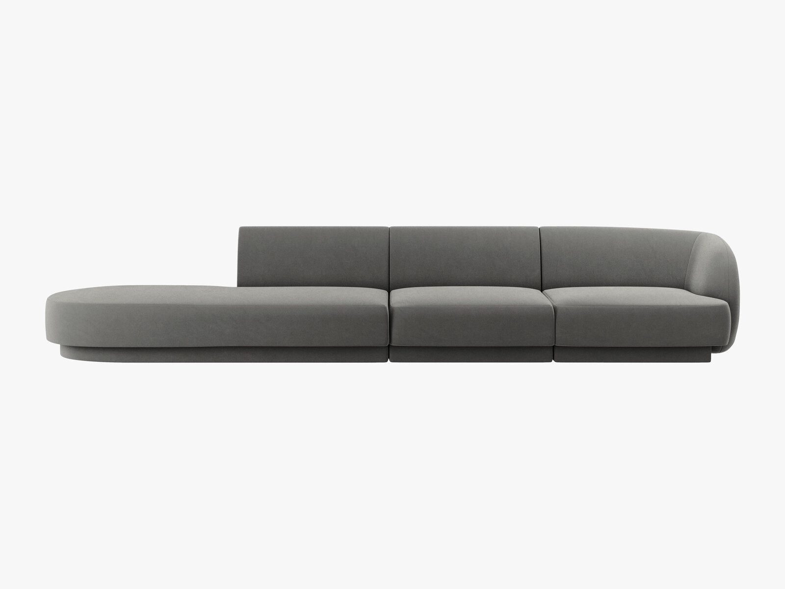 Micadoni Sofa Miley 4-Sitzer Links Samt Bluvel Hellgrau