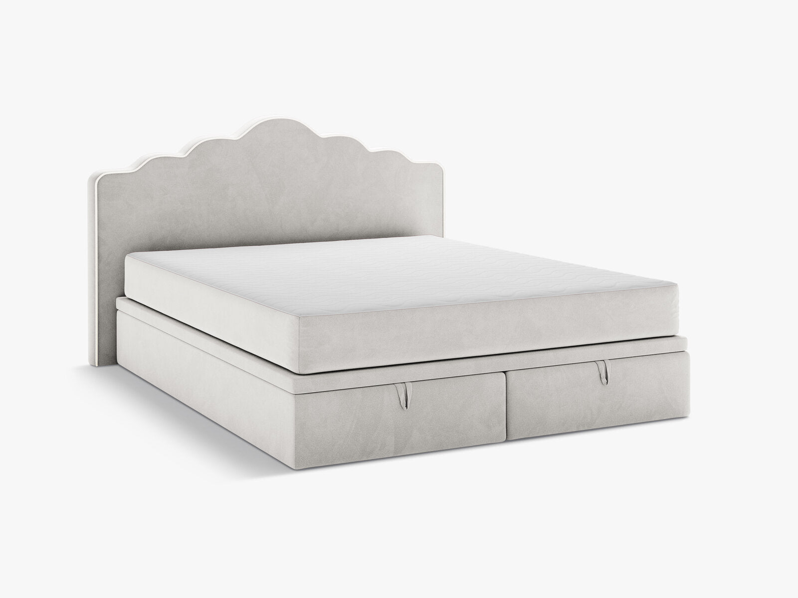 Micadoni Dream Boxspringbett mit Bettkasten und Kopfteil Samt Magic Velvet Elfenbein / Hellgrau 140x200