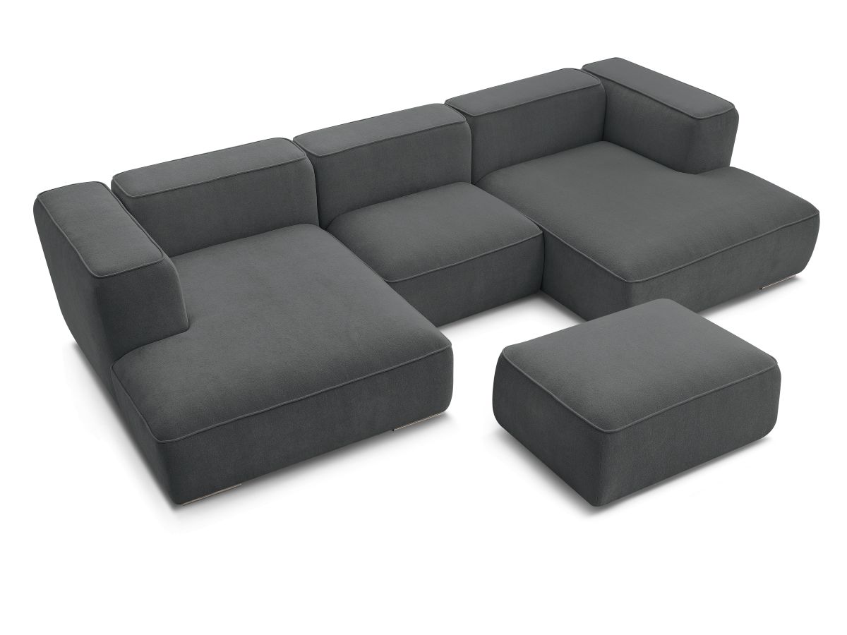 Bobochic Zephyr Wohnlandschaft mit Pouf Strukturstoff Dunkelgrau
