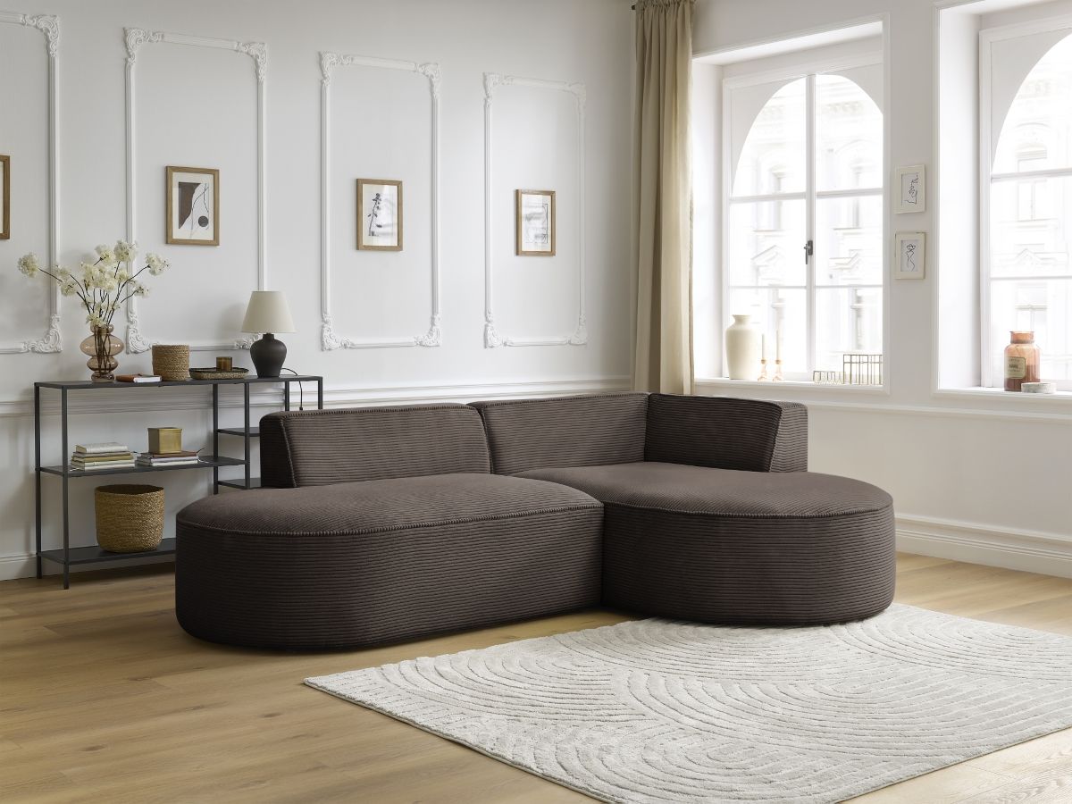 Bobochic Rousseau Ecksofa Cordsamt Braun Ecke rechts