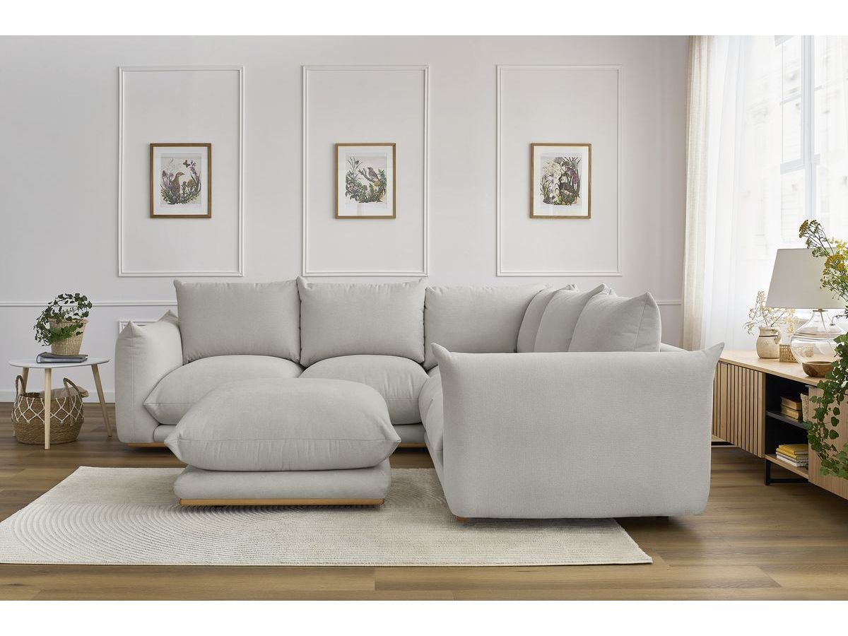 Bobochic Ernest Ecksofa mit Pouf Stoff Hellgrau