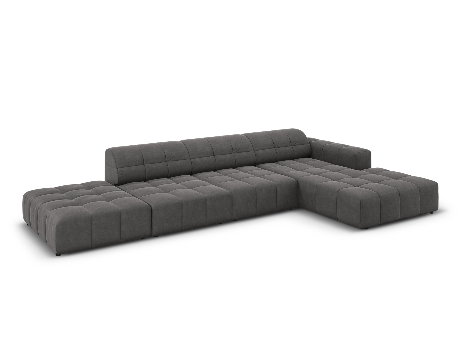Cosmopolitan Design Ecksofa Chicago 5-Sitzer offen Samt Bluvel Grau Rechts