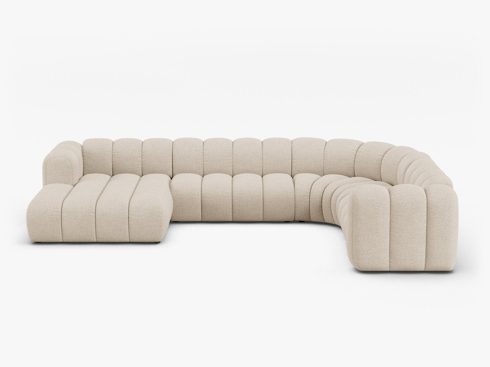 Micadoni Modulares Panorama Ecksofa Lupine 6-Sitzer Rechts Boucle Baloo Beige