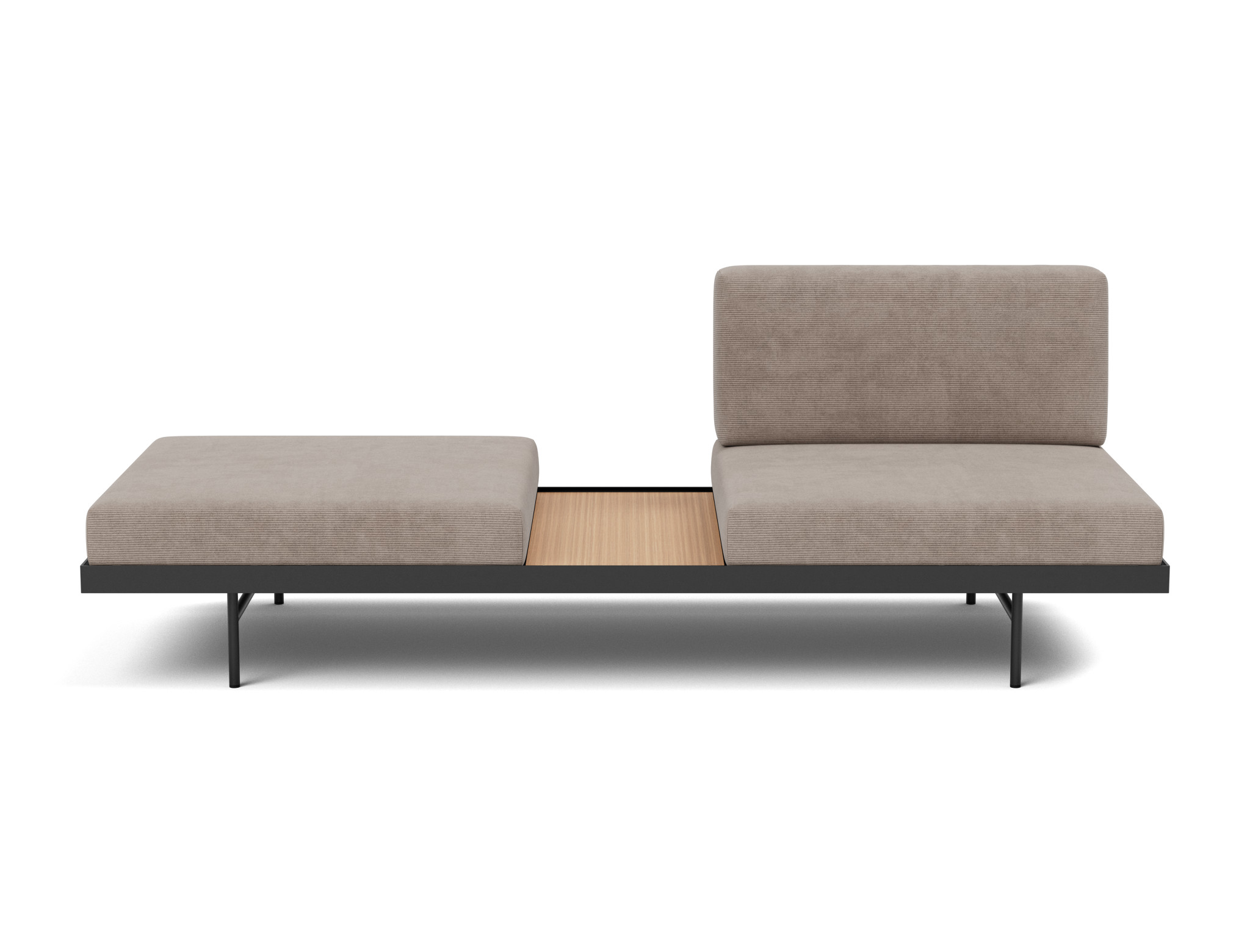Tagesbett Puri Kord Cordufine 318-Beige Beine mit Eichentisch