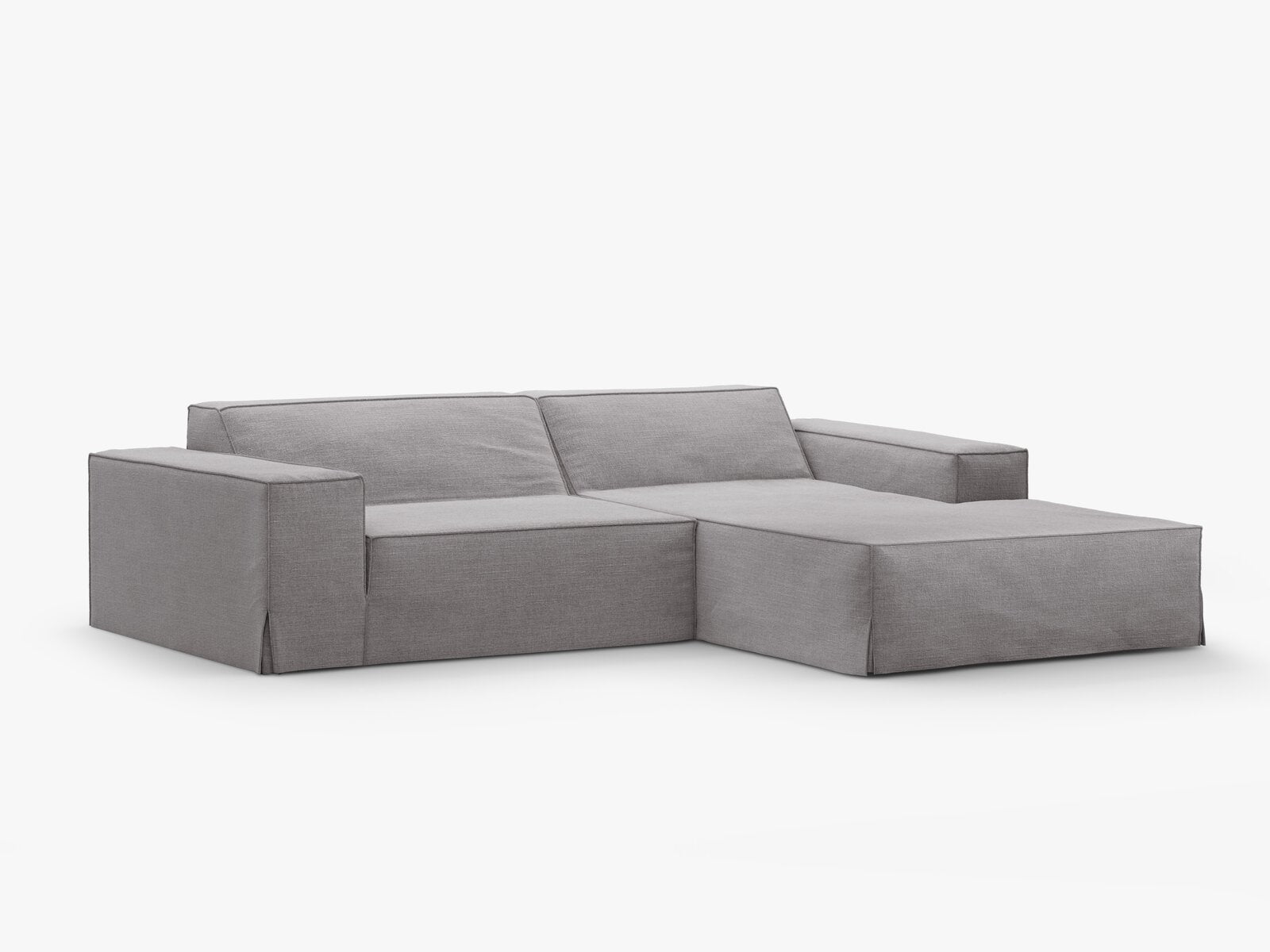 Micadoni Ecksofa Jodie 3-Sitzer Rechts Strukturierter Stoff Lins Warmes Grau