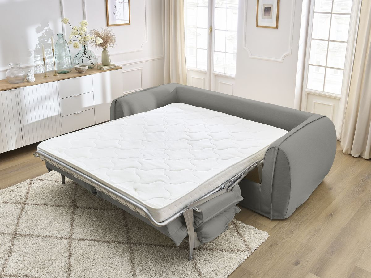 Bobochic Archimede Schlafsofa 3-Sitzer Stoff Dunkelgrau, Liegefläche 140 × 194 cm