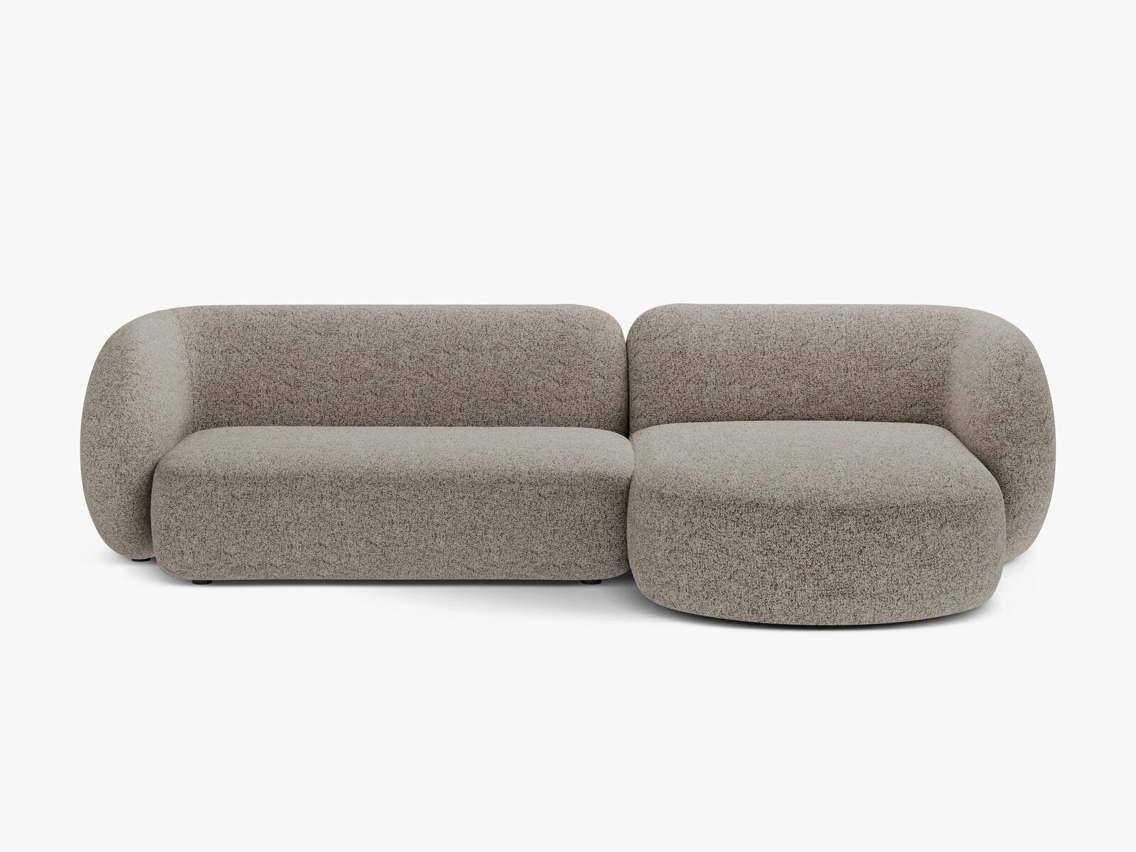 Micadoni Ecksofa Kate 3-Sitzer Rechts Strukturierter Stoff Puente Beige Melange