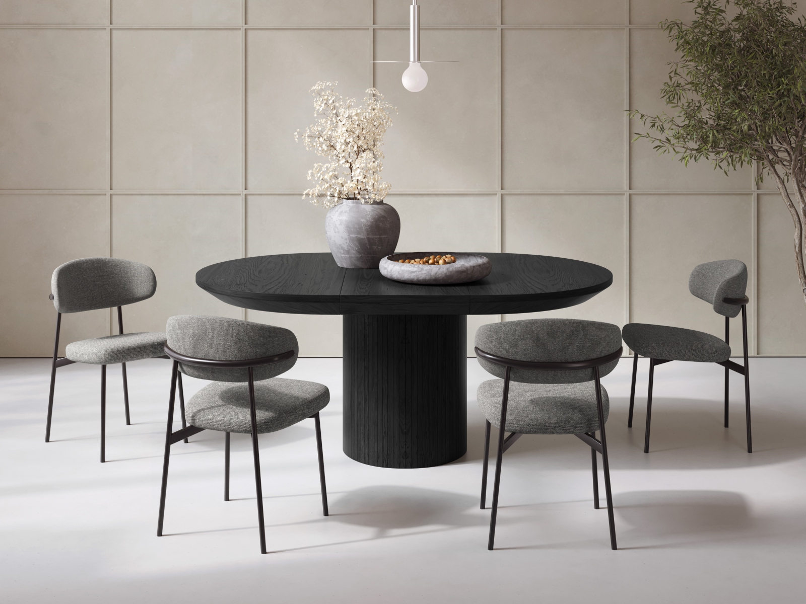 Micadoni Stuhl Sander Chenille Chacha Grau