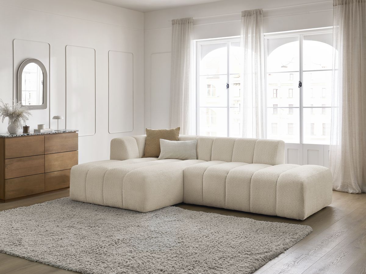Bobochic Annecy Ecksofa Bouclé-Stoff Beige Ecke links