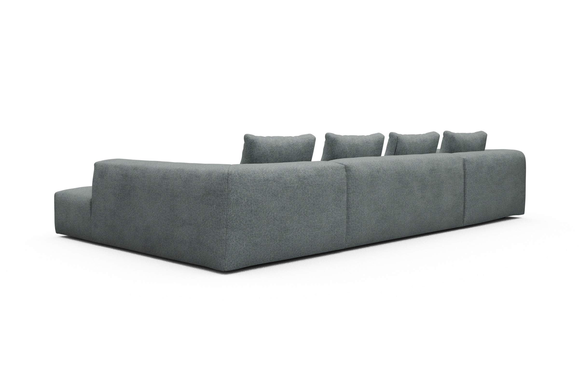Wohnlandschaft Fred Relax-Ecke rechts mit 2-Sitzer und Chaiselongue links Casone-Light-Mixed-Green