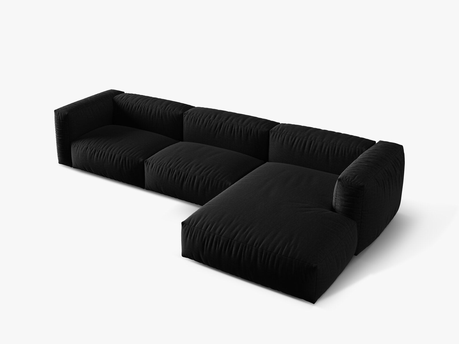 Micadoni Ecksofa Martina 3-Sitzer Rechts Strukturierter Stoff Boston Schwarz