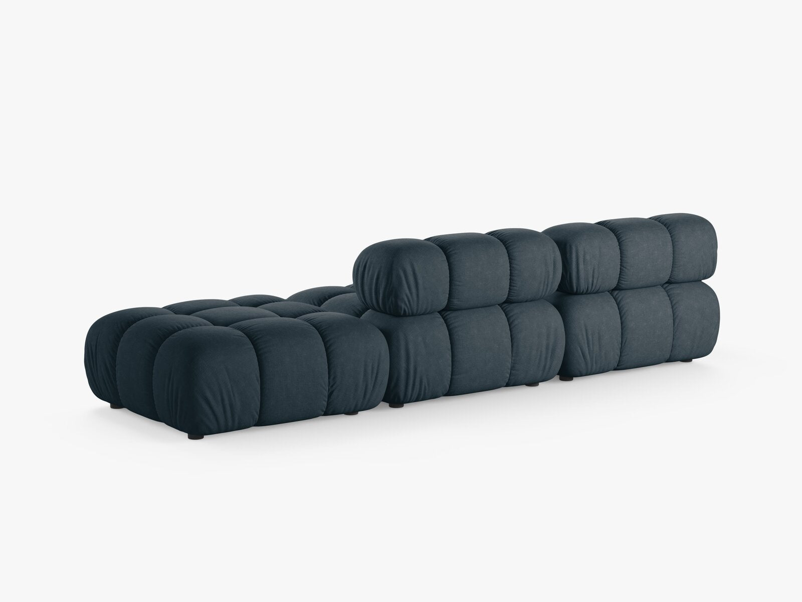 Micadoni Modulares Sofa Bellis 4-Sitzer Rechts Strukturierter Stoff Liberty Dunkel Petrol